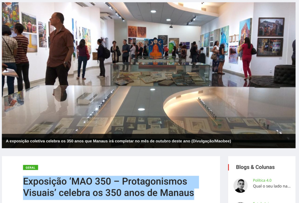Expo "MAO350 Protagonistas Visuais", Pagina1, Geral, 17/07/2019 Expo "MAO350 Protagonistas Visuais", Pagina1, Geral, 17/07/2019